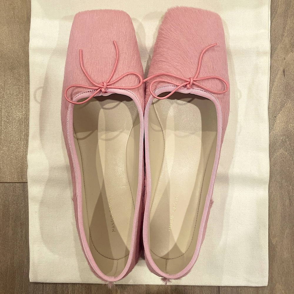 Mansur Gavriel ballerina flat shoes in pink pony